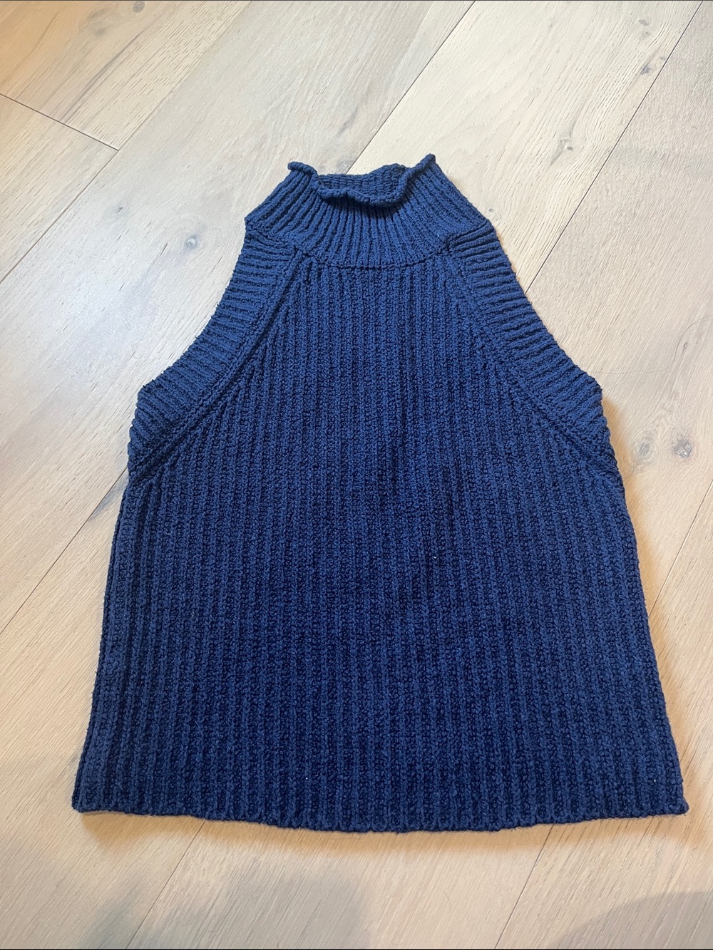 Anthropologie Chunky Knit Turtleneck Sweater - Navy Blue